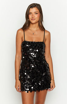 Radiant Sparkle Mini Dress | Black