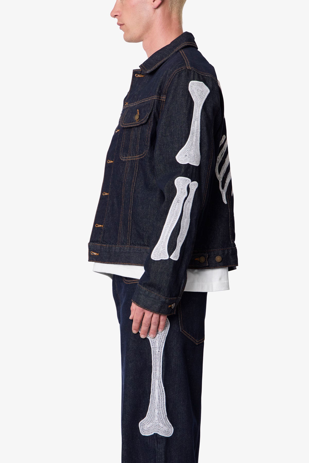 Raw Skeleton Trucker Jacket | Rinsed Indigo