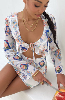 Raymin Chiffon Long Sleeve Mini Dress | White