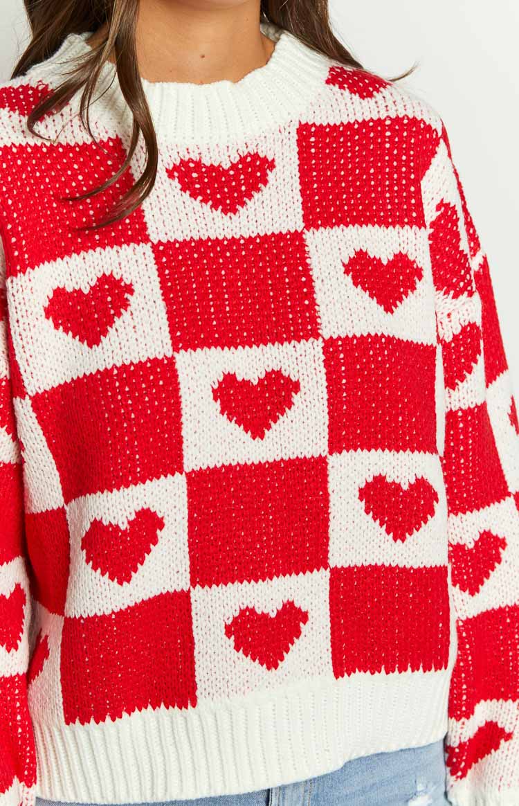 Heart Patchwork Jumper | Red