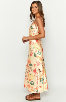 Renesmee Golden Escape Print Maxi Dress | Yellow