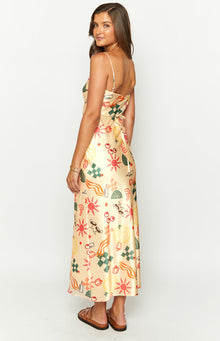 Renesmee Golden Escape Print Maxi Dress | Yellow