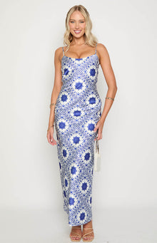 Renesmee Tile Print Maxi Dress | Navy