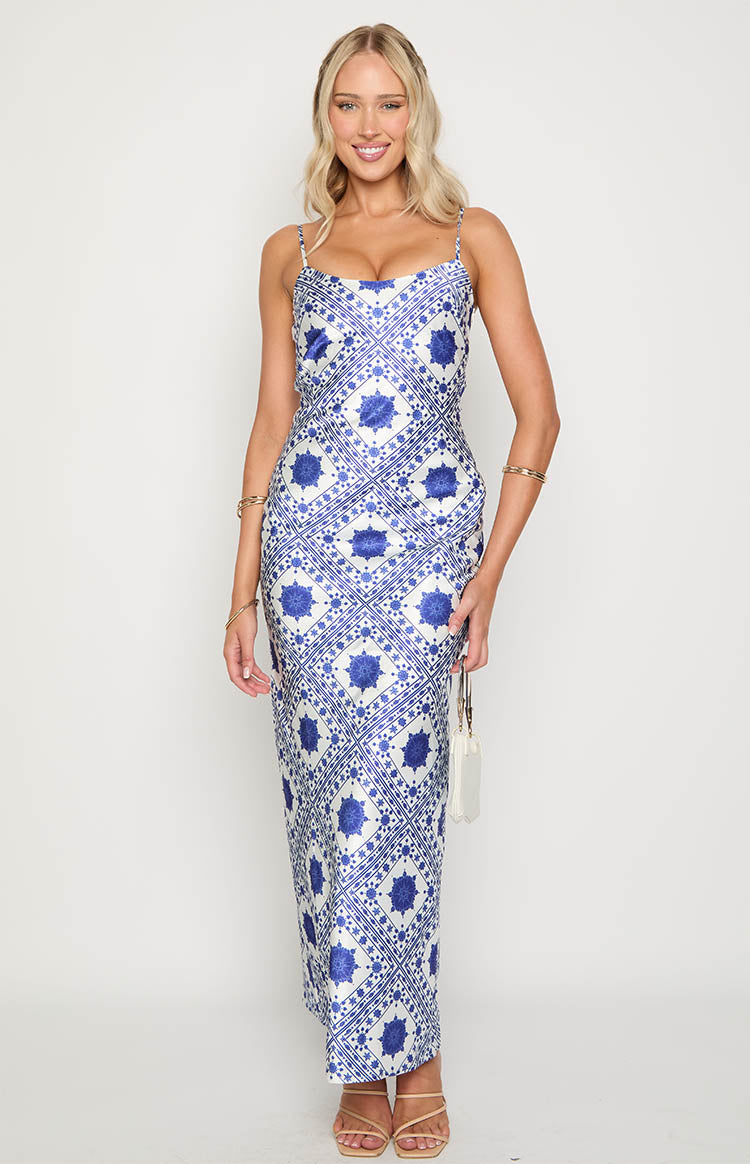 Renesmee Tile Print Maxi Dress | Navy