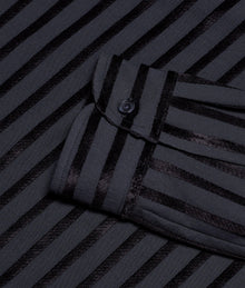 Ridley Tonal Chenille Stripe Relaxed Fit Overhead Shirt | Night Iris