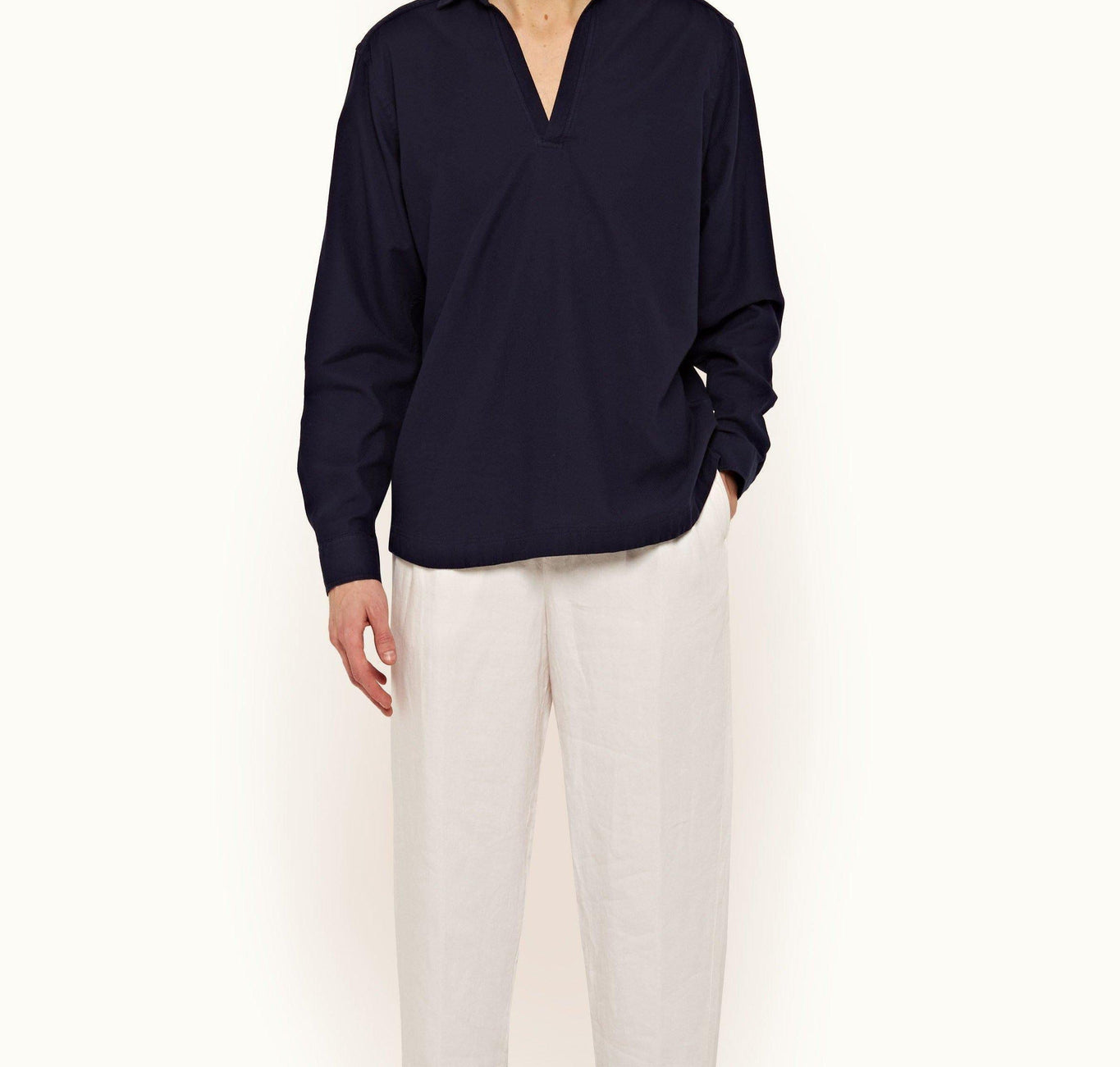 Ridley Waffled Organic Cotton Pullover Shirt | Navy