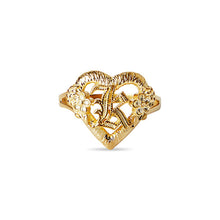 The Cutout Old English Flower Heart Letter Ring | Sterling Silver | Size 6