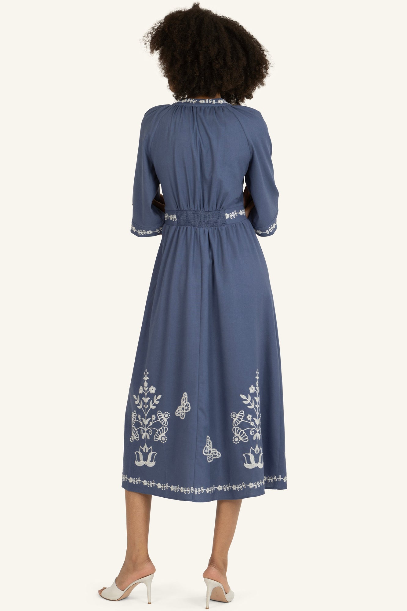 Roam Dress | Blue x Off-White Embroidery
