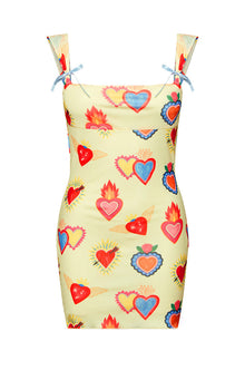 Romeo Print Mini Dress | Yellow