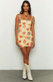 Romeo Print Mini Dress | Yellow