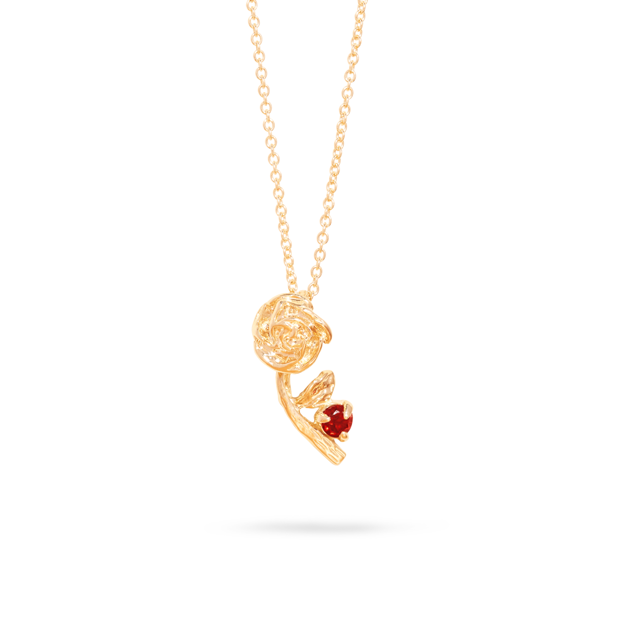 Stone and Strand 10K Yellow Gold Rose Charm With Garnet Necklace Front Image
