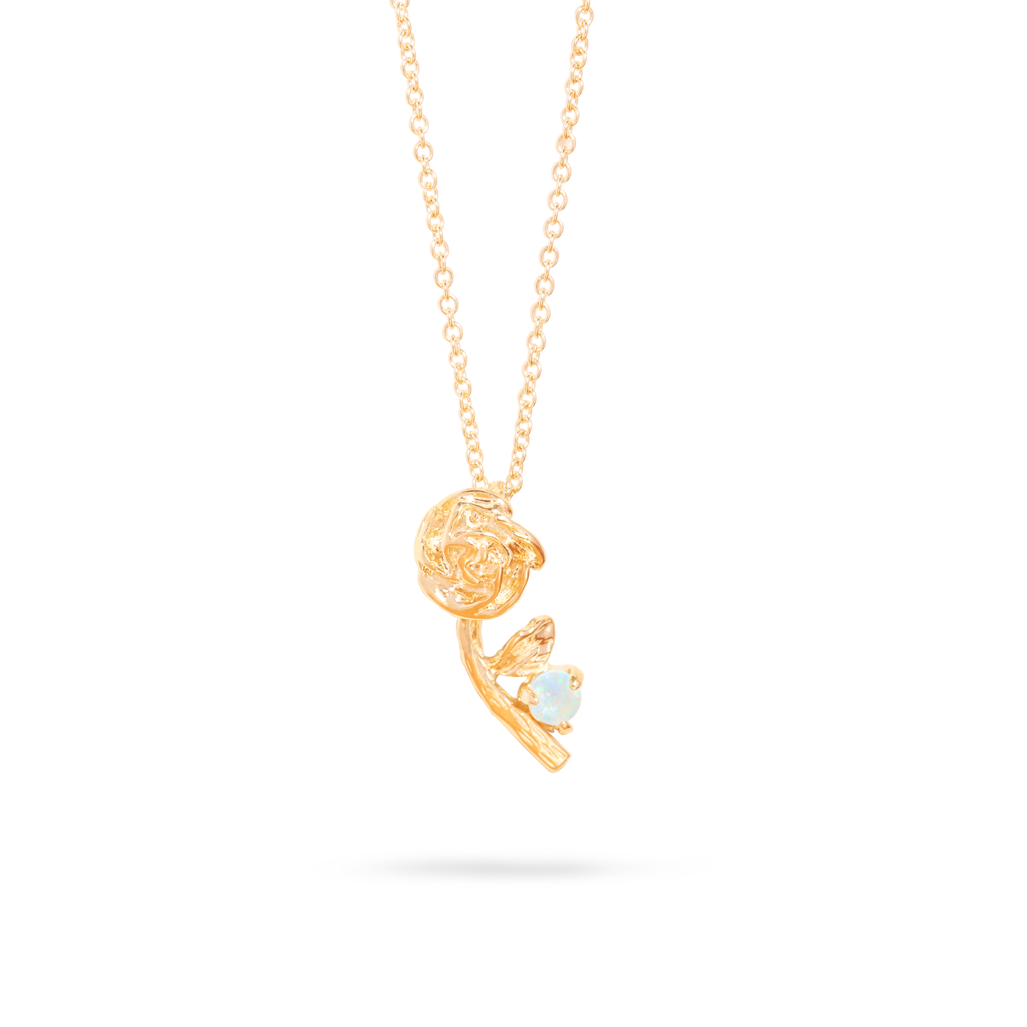Stone and Strand 10K Yellow Gold Rose Charm With Opal Necklace Front Image