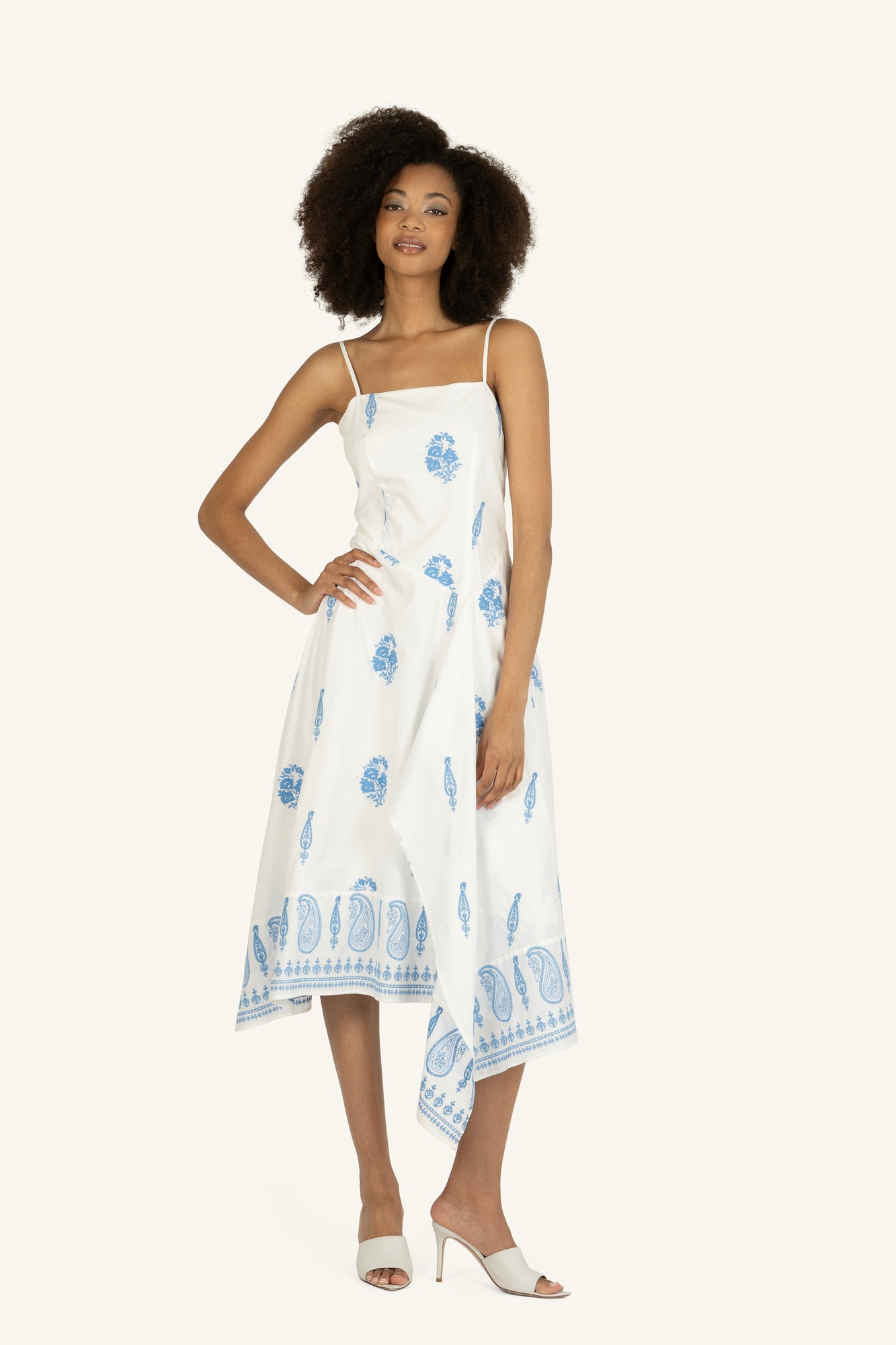 Rosetta Dress | Off-White x Blue Embroidery