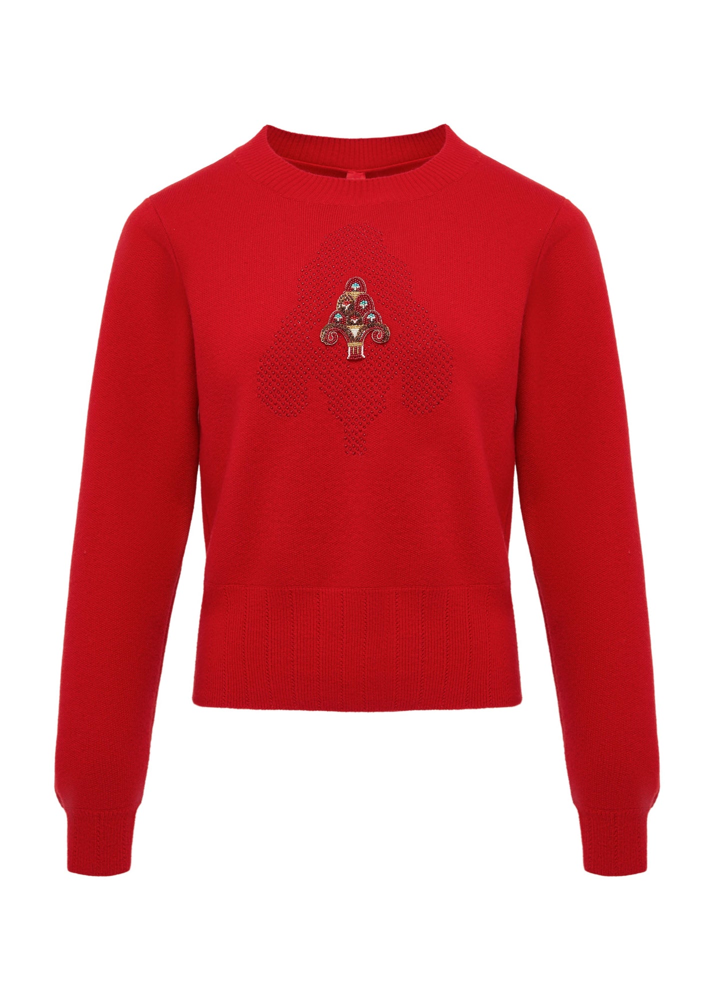 Round Neck Soft Knit Top | Red
