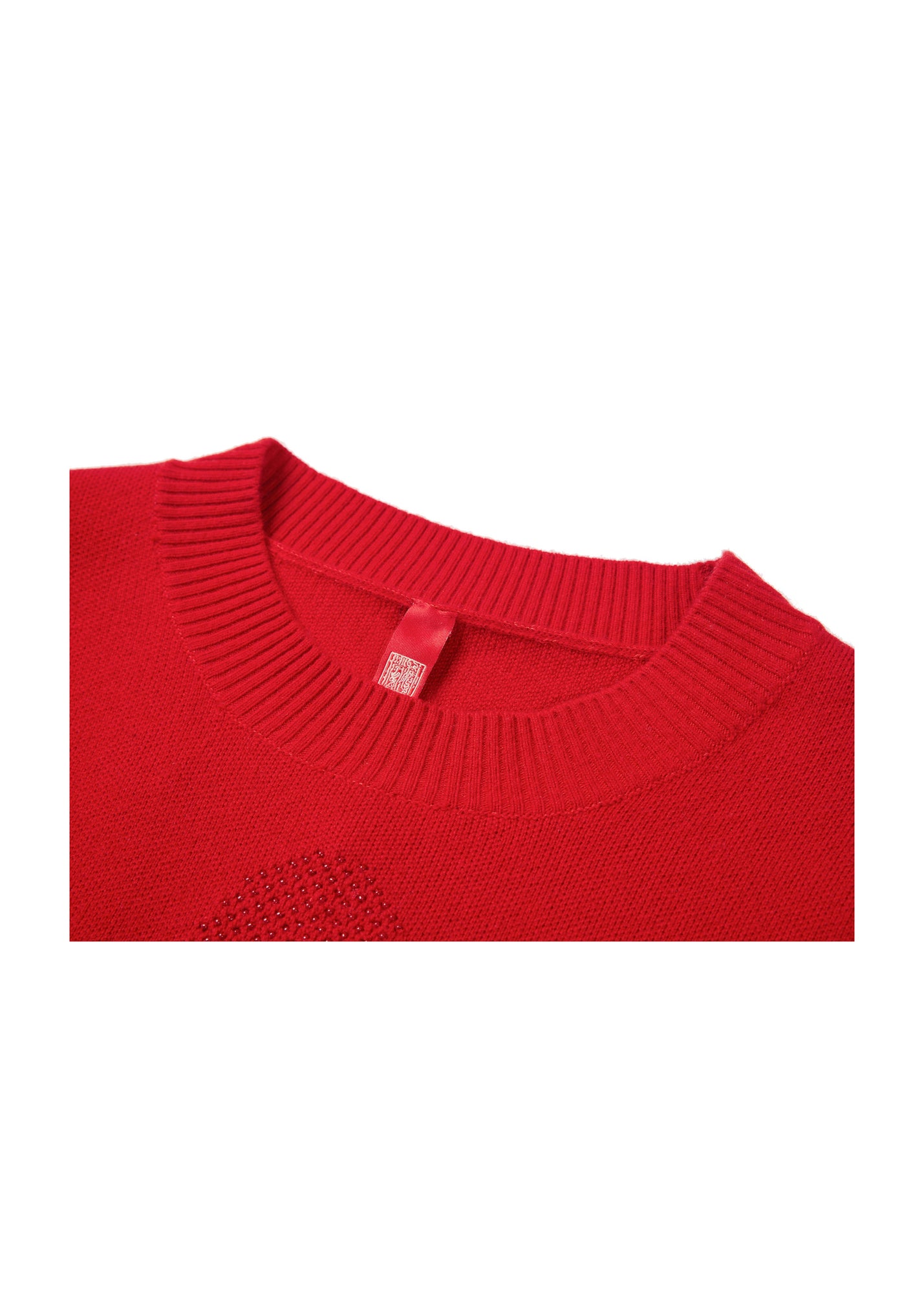 Round Neck Soft Knit Top | Red