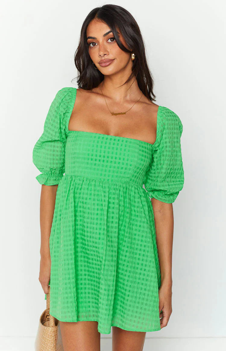 Rubi Babydoll Mini Dress | Green