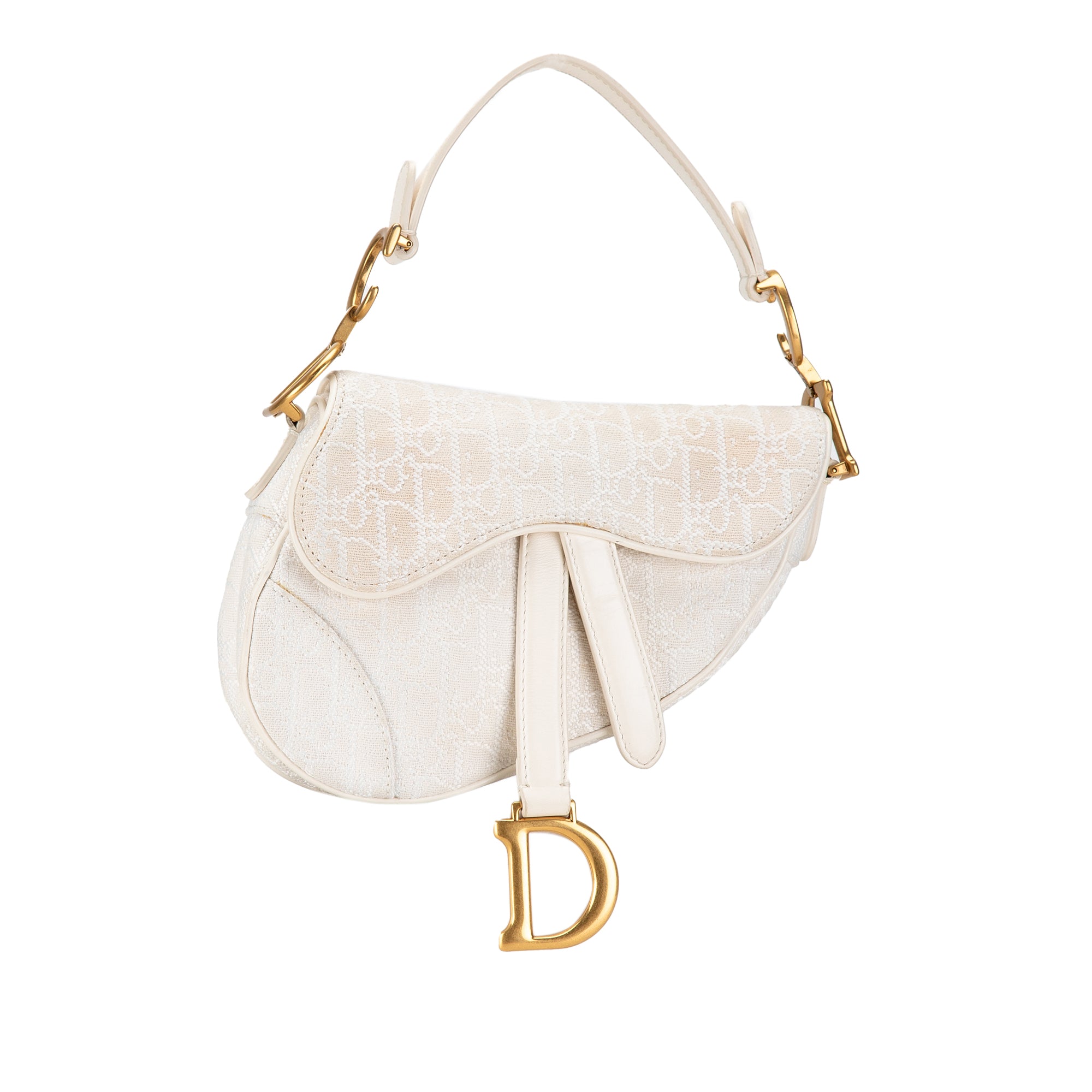 Dior | Pre-Owned Mini Oblique Canvas Saddle Bag | White