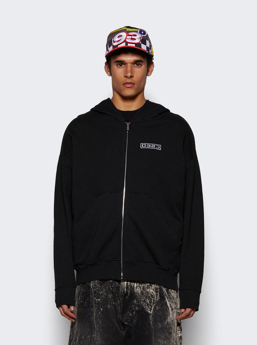 Men | 032c | Routine Zip Hoodie Faded | Black