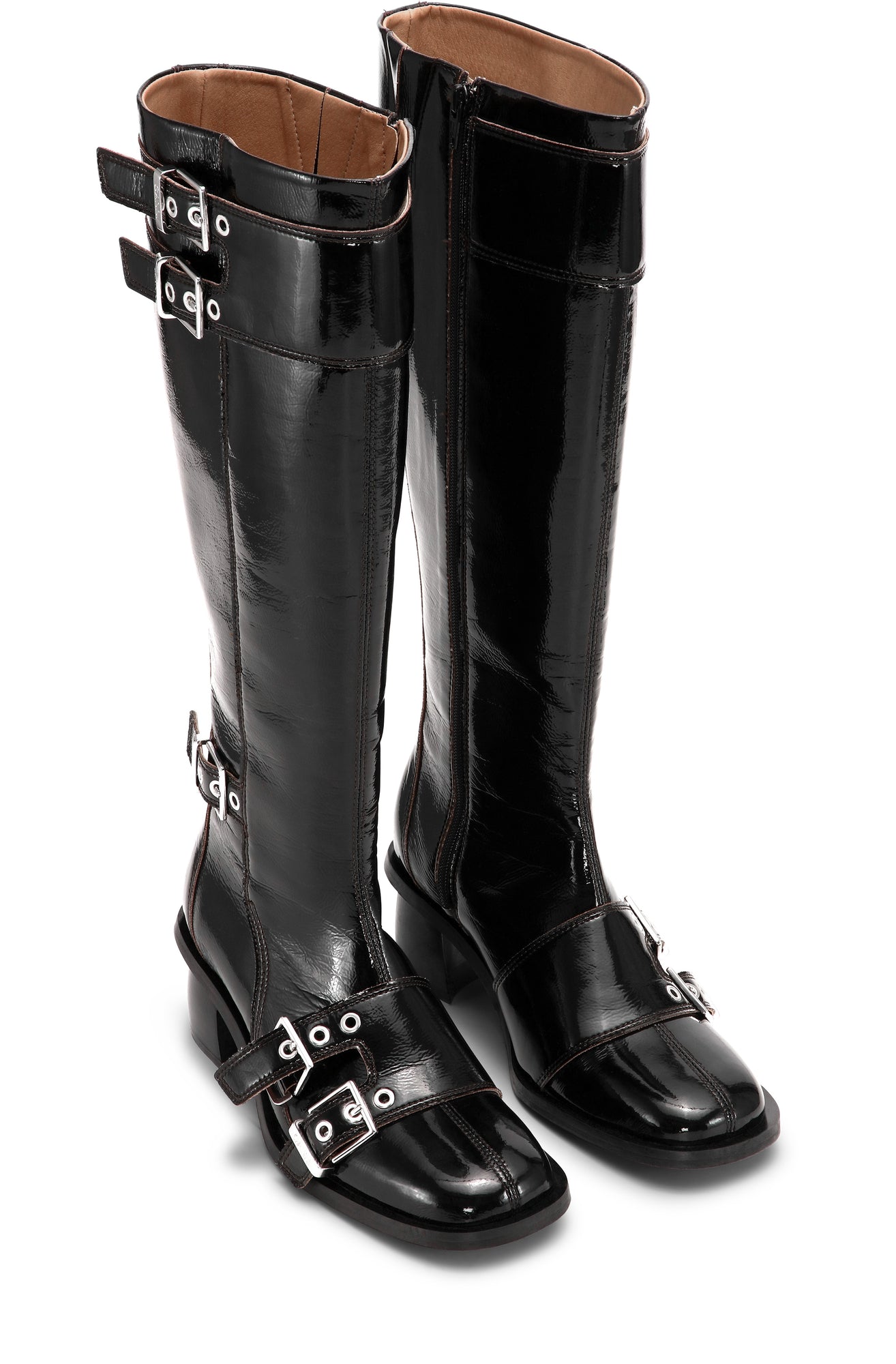 Feminine Buckle High Boot Naplack | Black