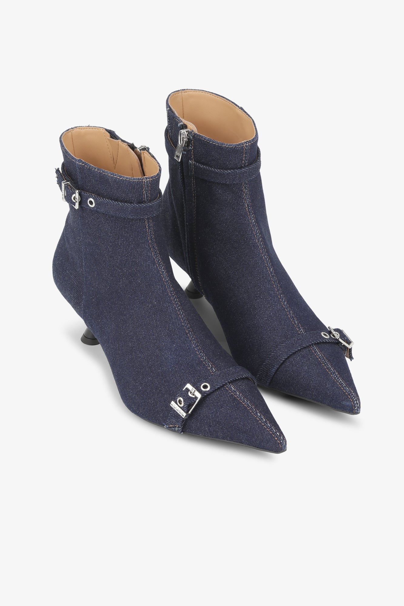 Eyelets Kitten Heel Boot Denim | Dark Navy