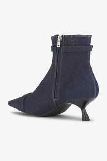 Eyelets Kitten Heel Boot Denim | Dark Navy