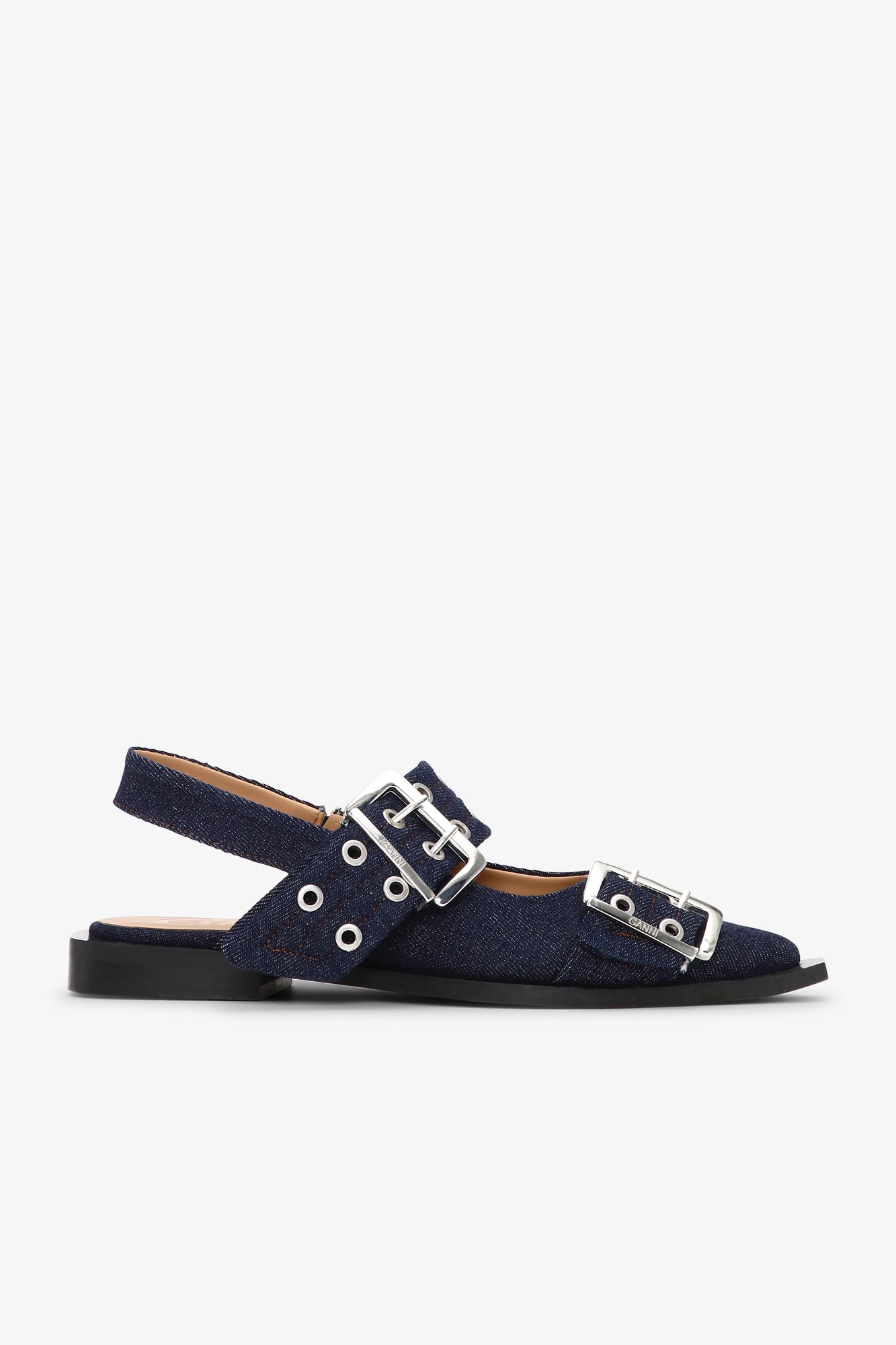 Feminine Buckle Ballerina Denim | Dark Navy