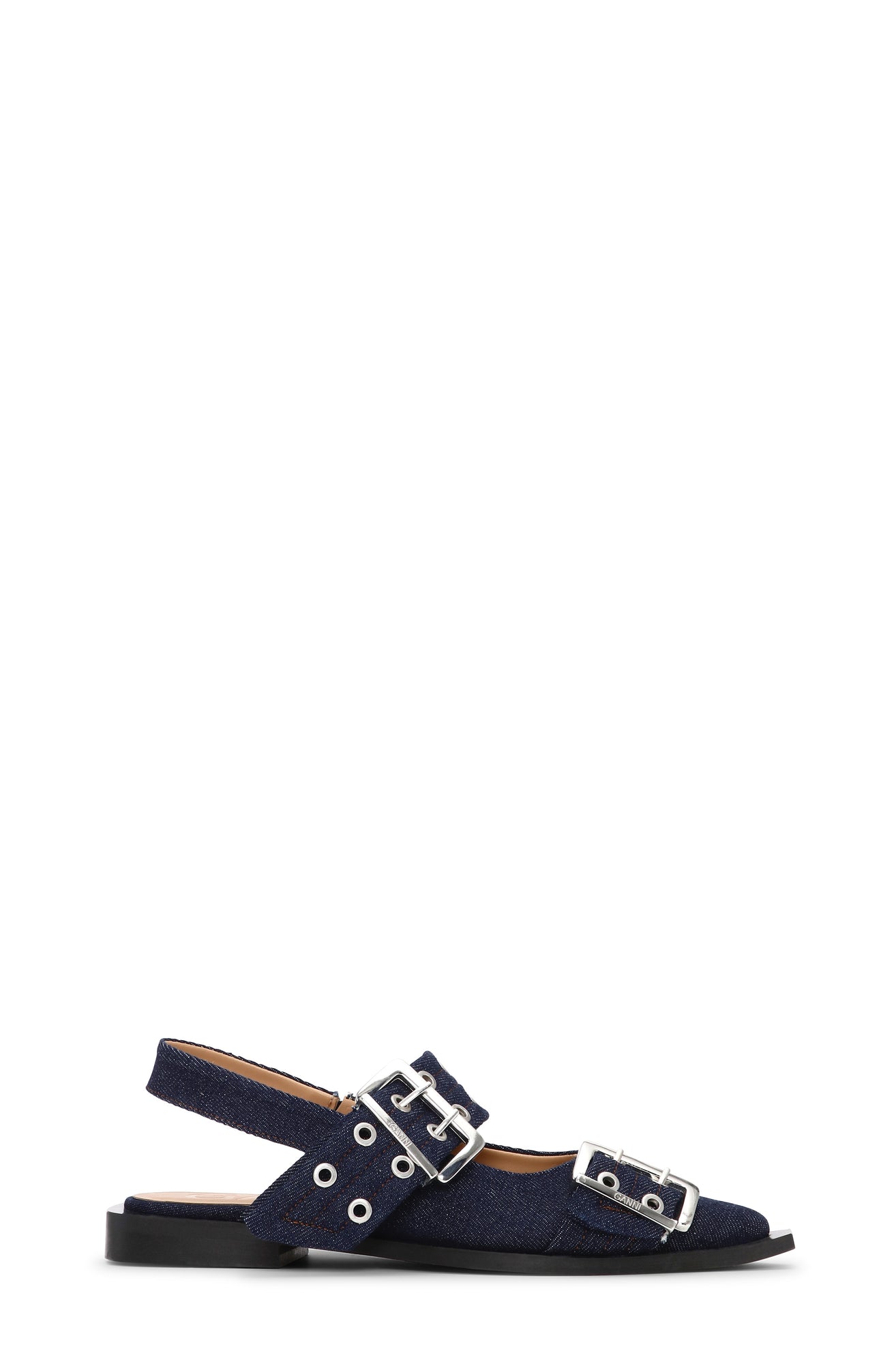 Feminine Buckle Ballerina Denim | Dark Navy
