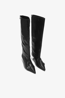 Eyelets Slouchy High Shaft Boot Naplack | Black