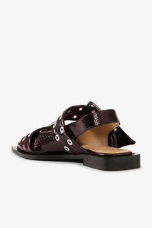 Feminine Buckle Ballerina Snake | Dark Burgundy