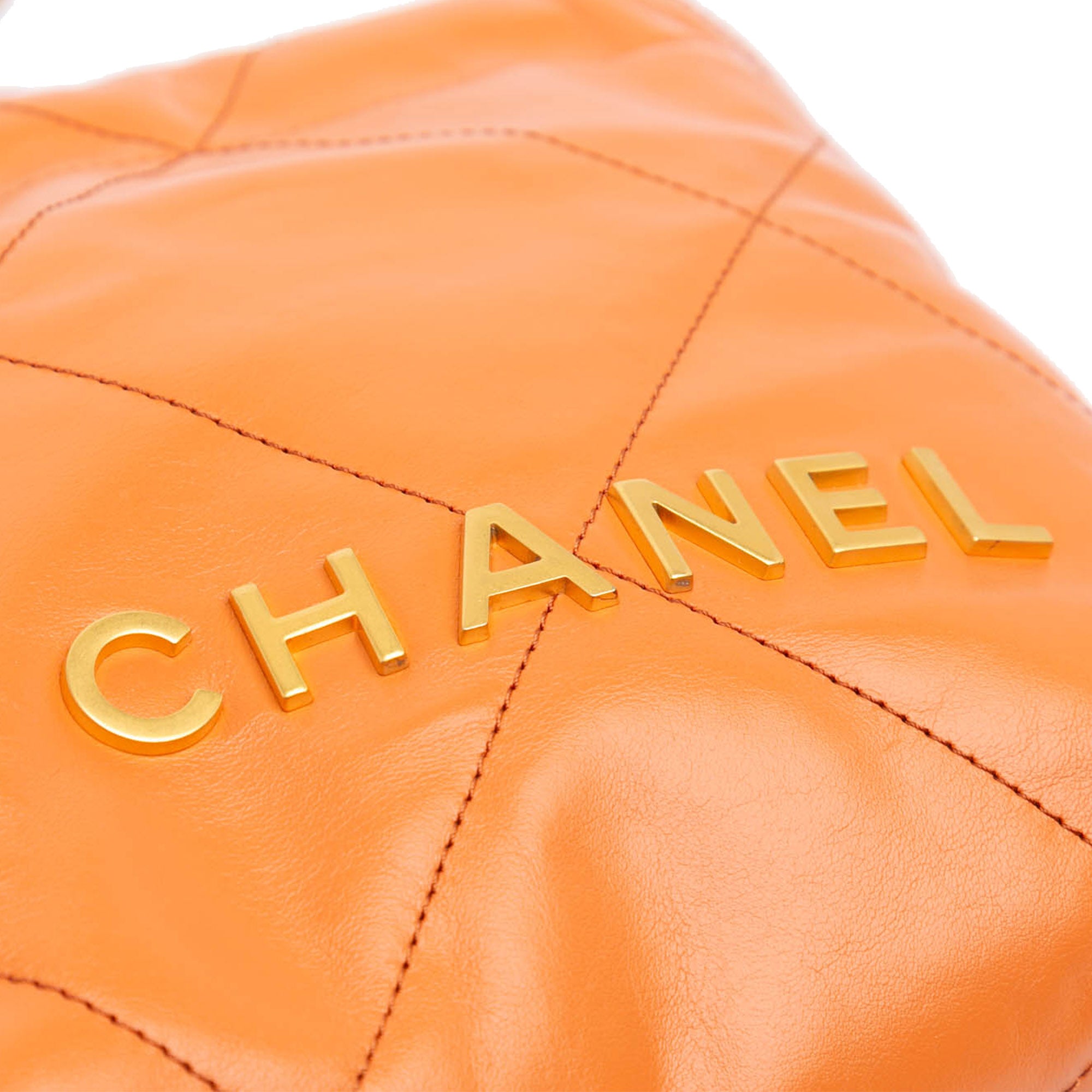 Chanel | Pre-Owned Mini Shiny Calfskin 22 Handbag | Orange