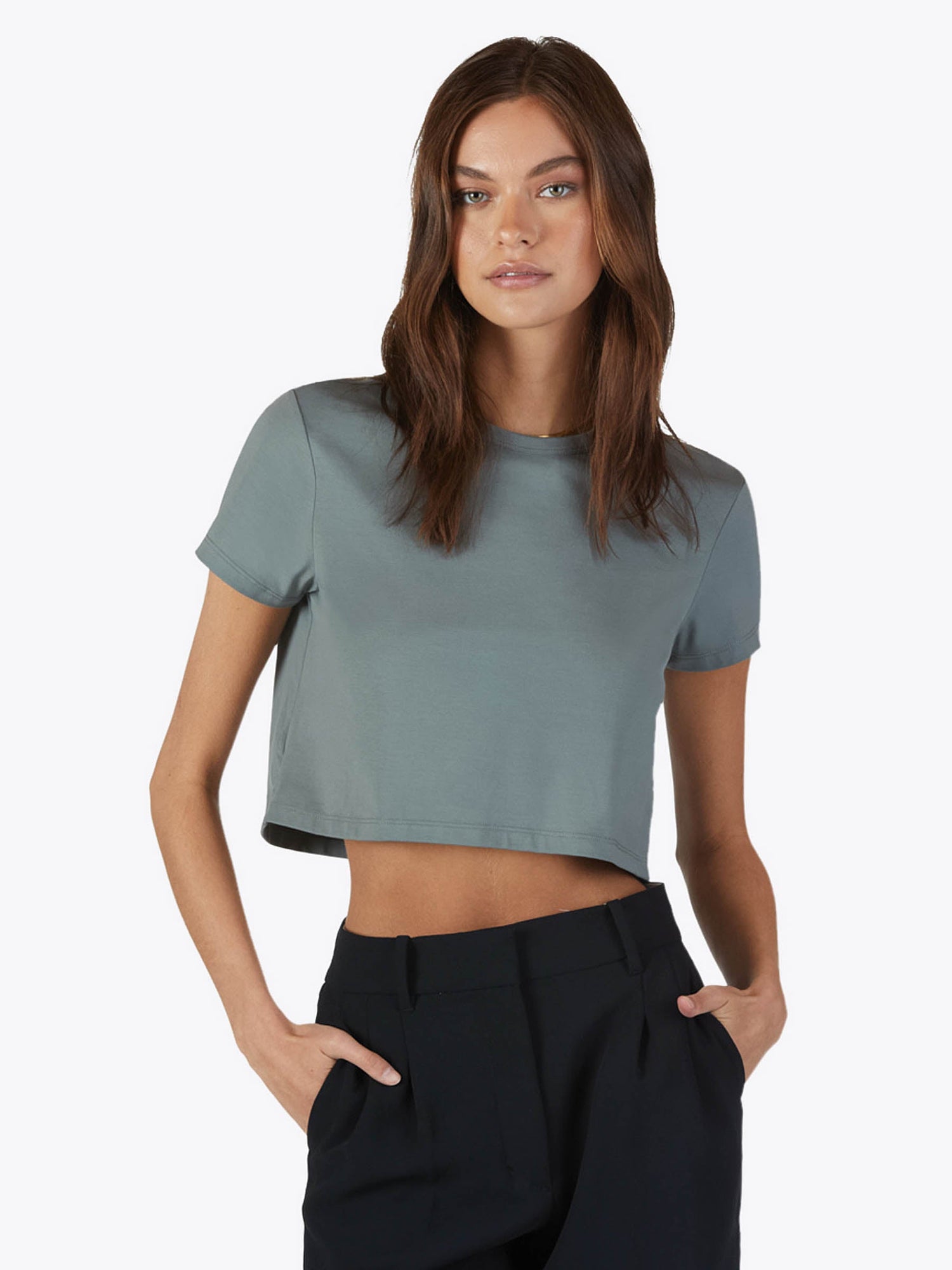 Almost Friday Tee Cropped | Sage Classic-fit PYCA Pro