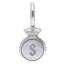 Circle Dog Tag Charm | Sterling Silver | White Lab Diamond
