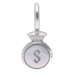 Circle Dog Tag Charm | Sterling Silver | White Lab Diamond
