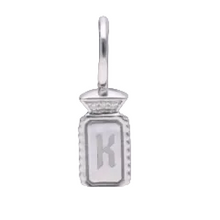Rectangle Dog Tag Charm | Sterling Silver | White Lab Diamond