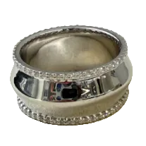 Classic Pave Knife Edge Cigar Band | Sterling Silver | Round White Lab Diamond