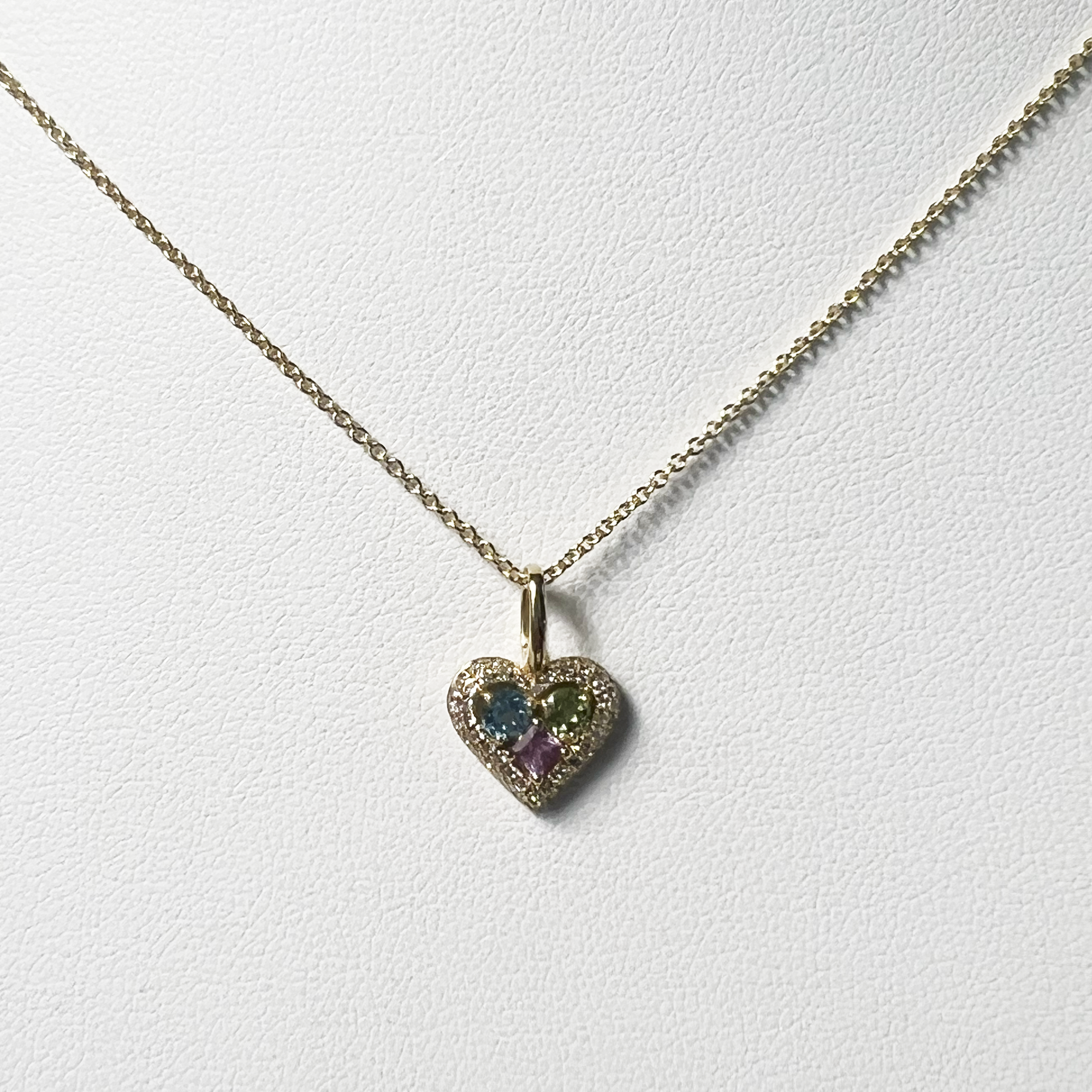 Gemstone Pave Piece of My Heart Charm | 14K Yellow Gold | White Diamond