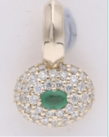 Tenenbaum Pave Charm | 10K Yellow Gold | White/Green Green Emerald/White Diamond