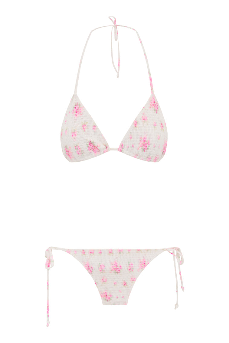 Saoirse Floral Smocked Triangle Bikini | Thulian Pink