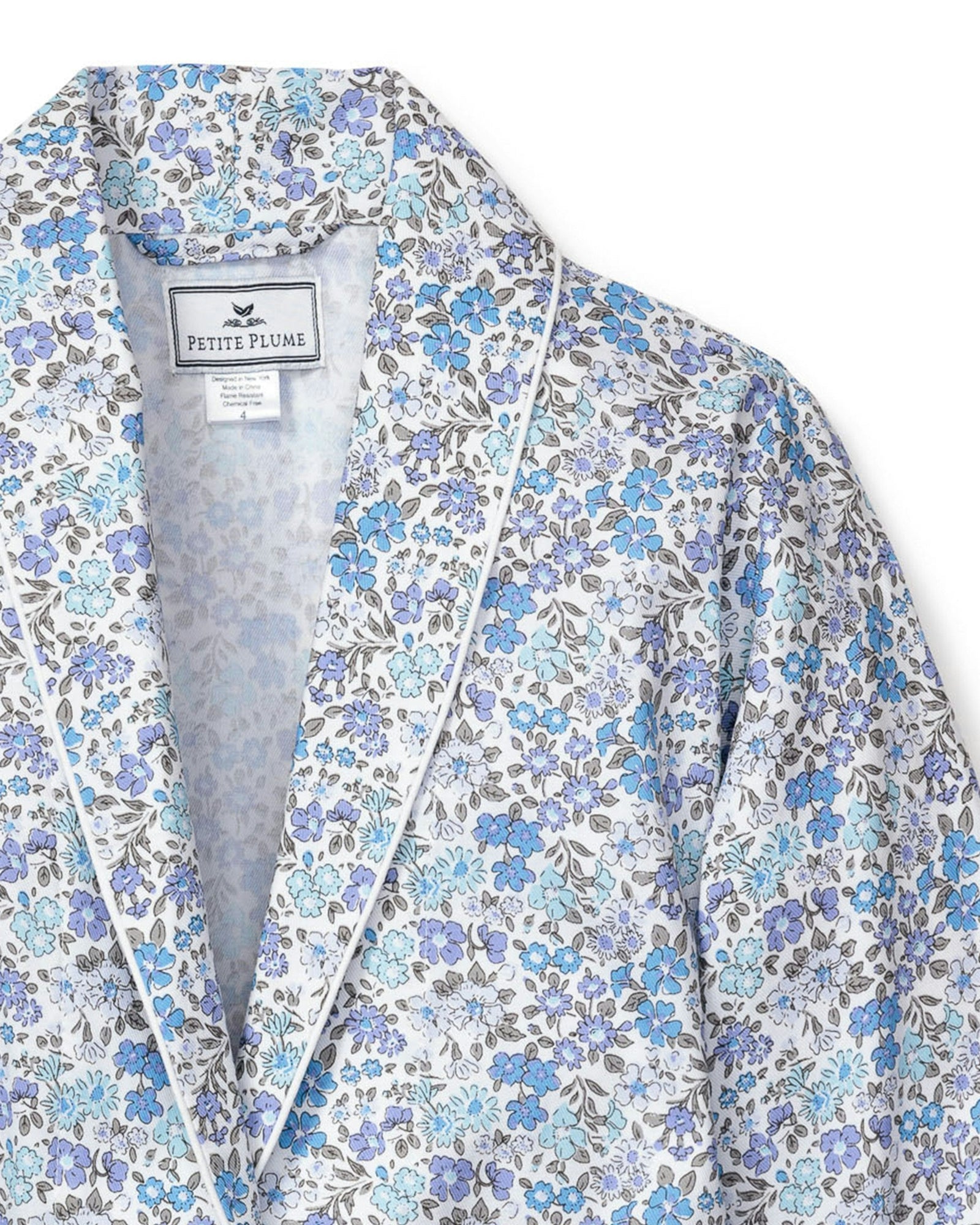 Kid's Twill Robe in Gardens of Giverny in Fleur D'Azur#Color_Fleur D'Azur