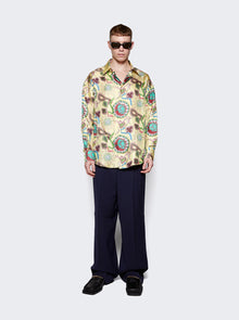 Men | BLUEMARBLE | Printed Silk Twill Shirt | Yellow Multicolor