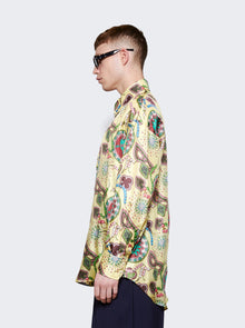 Men | BLUEMARBLE | Printed Silk Twill Shirt | Yellow Multicolor