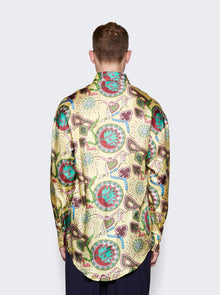 Men | BLUEMARBLE | Printed Silk Twill Shirt | Yellow Multicolor