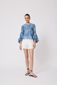 Wisteria Voile Full Sleeve Top | Blue