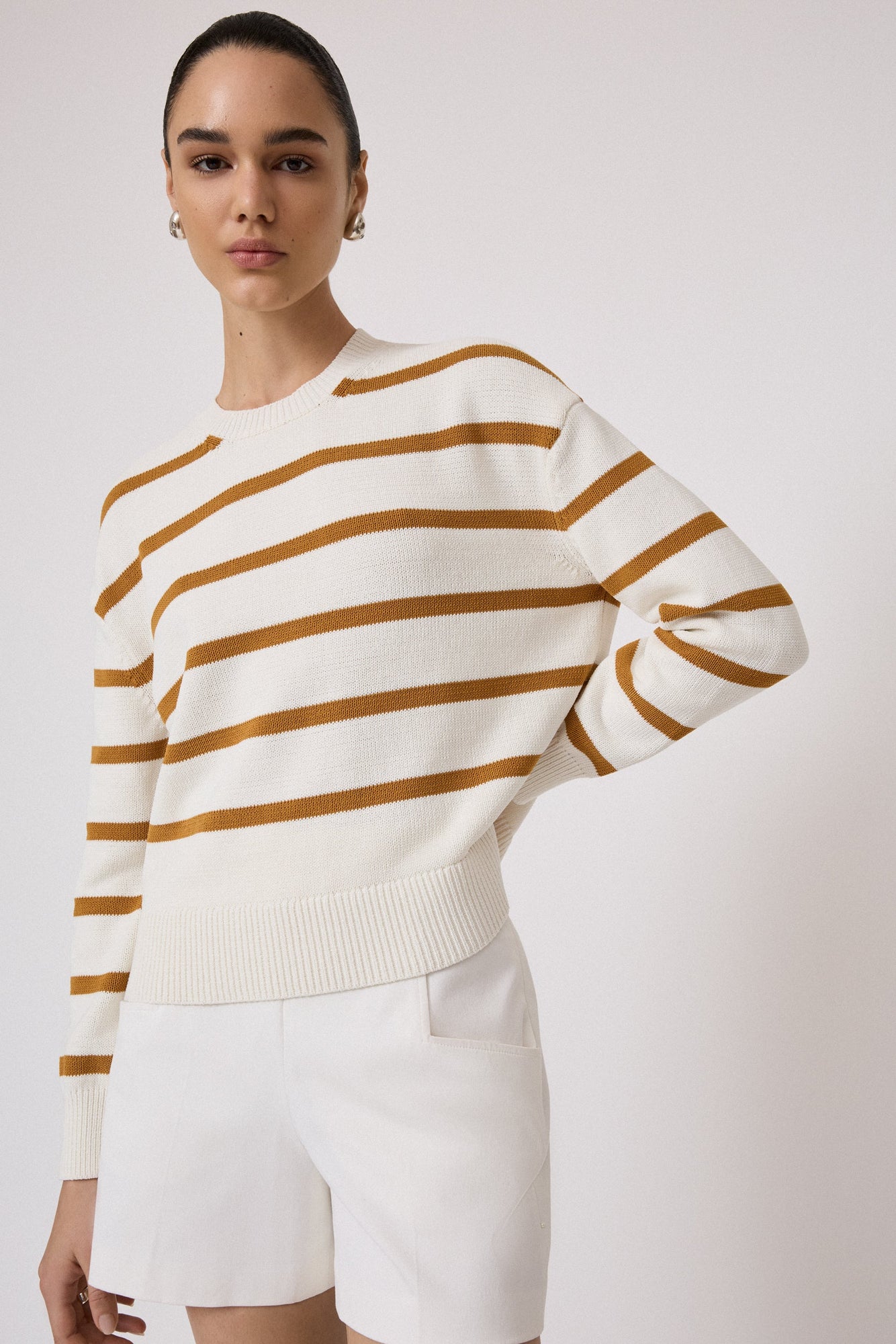 Striped Crewneck Sweater | Ivory