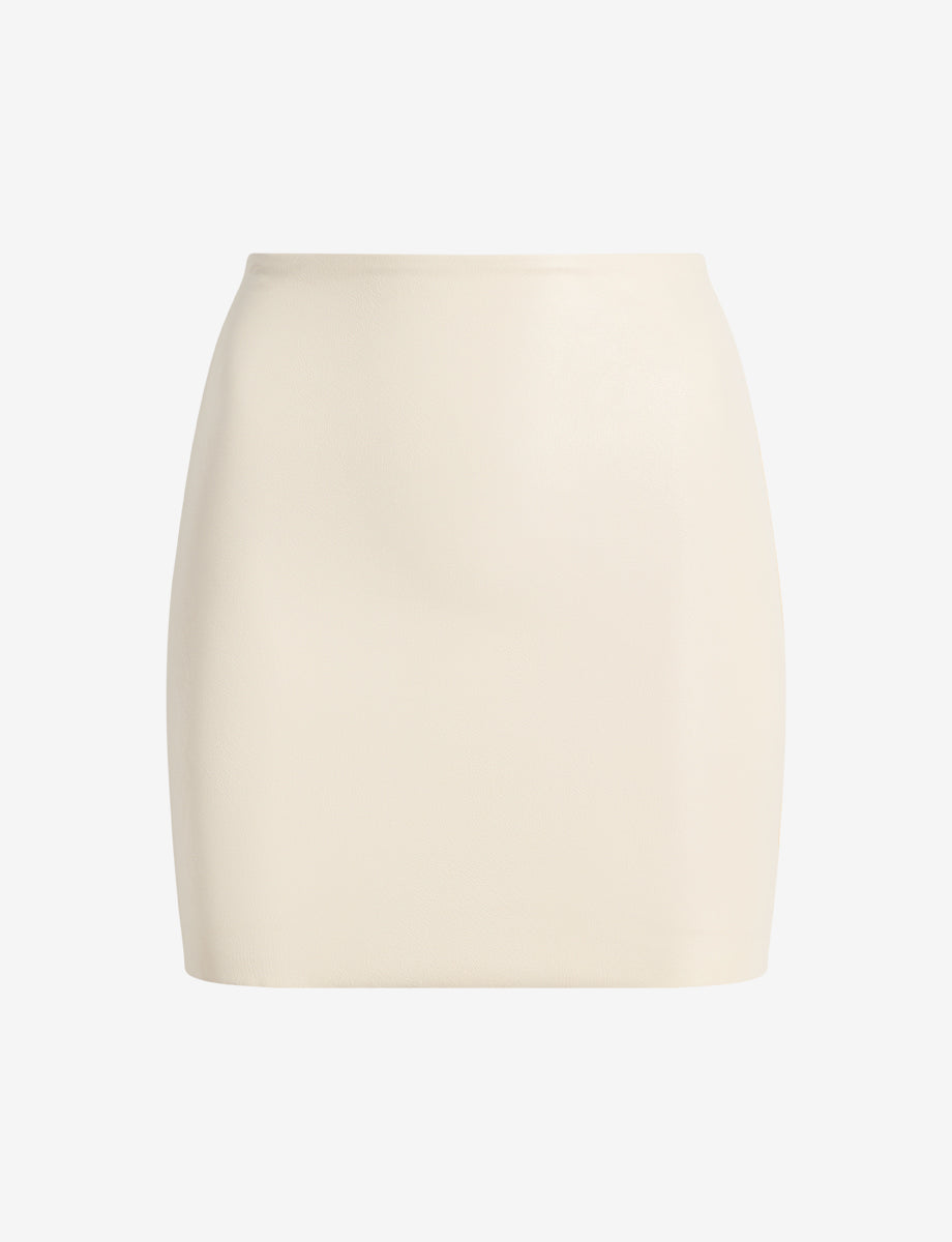 Faux Leather Micro-Mini Skirt::Ivory::Main