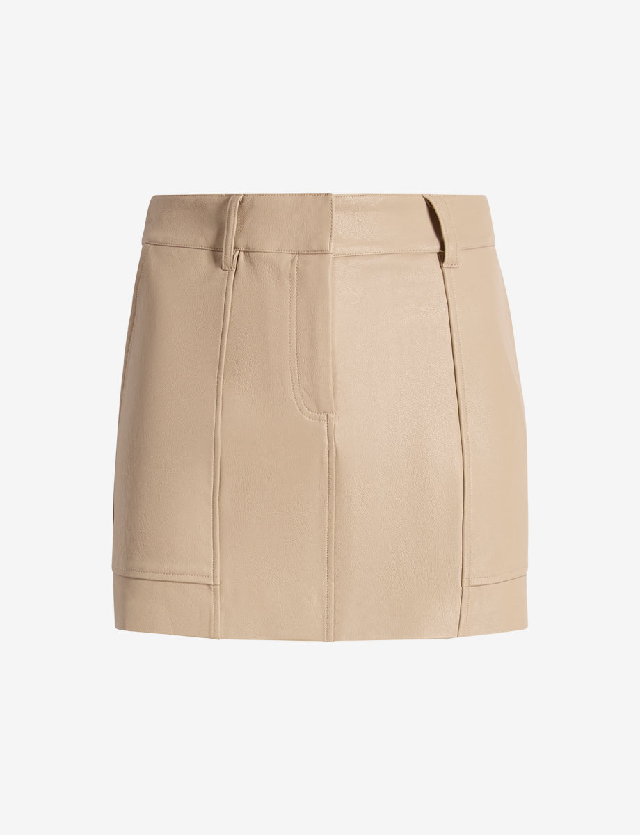 Faux Leather Utility Micro Mini Skirt::Sand::Main
