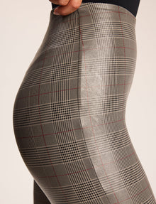 Faux Leather Print Cropped Flare::Glen Plaid::