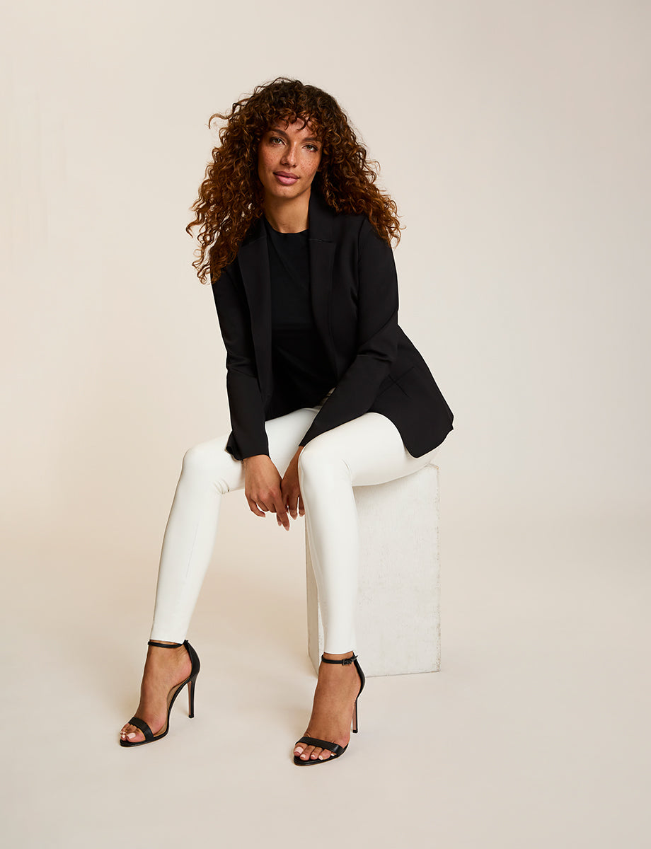 Faux Patent Leather Legging::White::