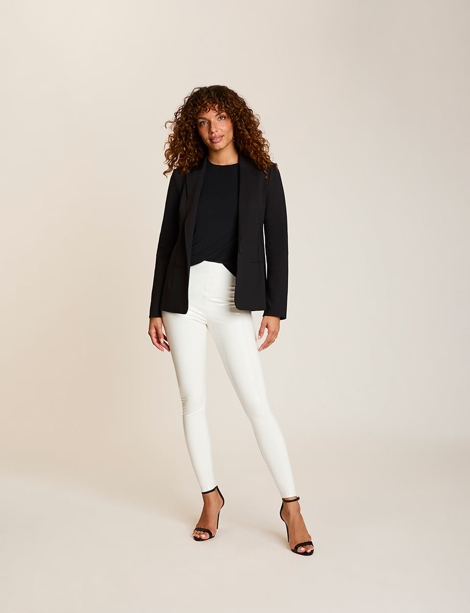 Faux Patent Leather Legging::White::