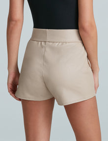 Sale: Faux Leather Relaxed Short::Sand::Back